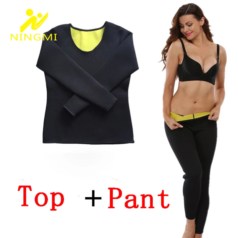 NINGMI Slimming Body Shaper Waist Trainer for Women Zipper Blouse Neoprene Sauna Vest Warming Shirt Long Sleeve Jacket Shapewear shapewear for women