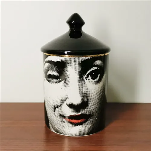 Классический подсвечник Fornasetti с черной крышкой керамический контейнер для хранения художественный подсвечник ретро корзины ручной работы для хранения баночек домашний декор - Цвет: 7