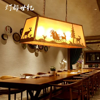 

Mediterranean atmosphere wrought iron glass retro Christmas tree old deer pendant light bedroom restaurant bar lamp