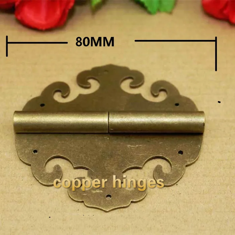 80*80mm 2pcs Decorative Furniture Disassembly Copper Hinges Wooden Case Jewelry Gift Big Box