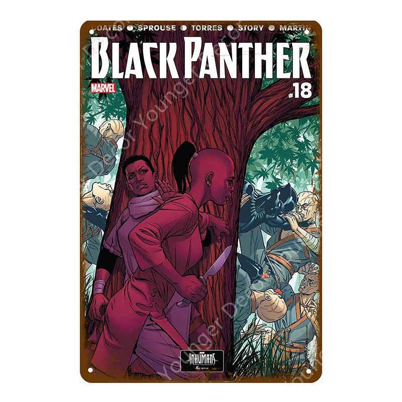 Marvel Movie Black Panther Comics Poster Metal Tin Signs Vintage Art Wall Painting For Pub Bar Home Decor Superhero Prints - Цвет: YD6074G