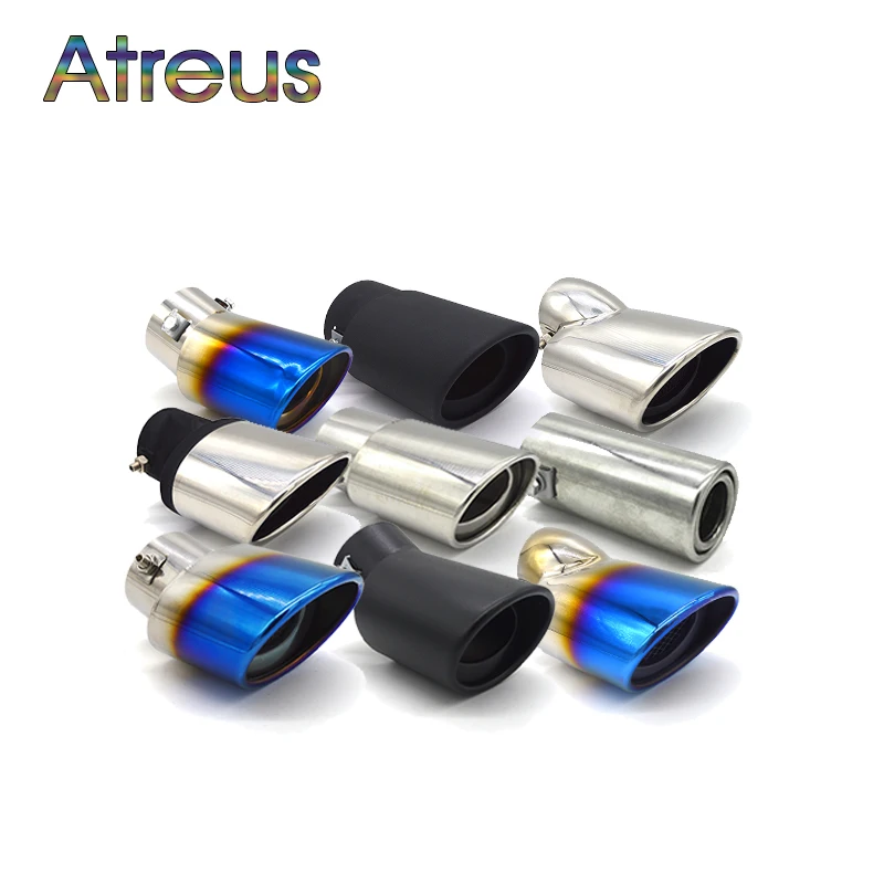 Universal Chrome Stainless Steel font b Automobiles b font Car font b Exhaust b font Muffler