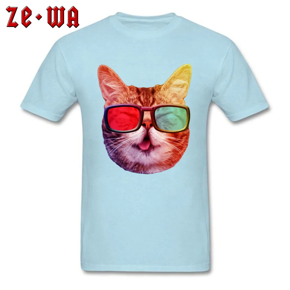 Cat 3D Glasses T-shirts comfortable Short Sleeve 2018 Crewneck Pure Cotton T Shirt Hip hop T-shirts for Men Labor Day Cat 3D Glasses light