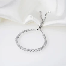 Модные дизайнерские 925 пробы Серебряные ювелирные изделия 3A кубического циркония вечерние регулируемый браслет