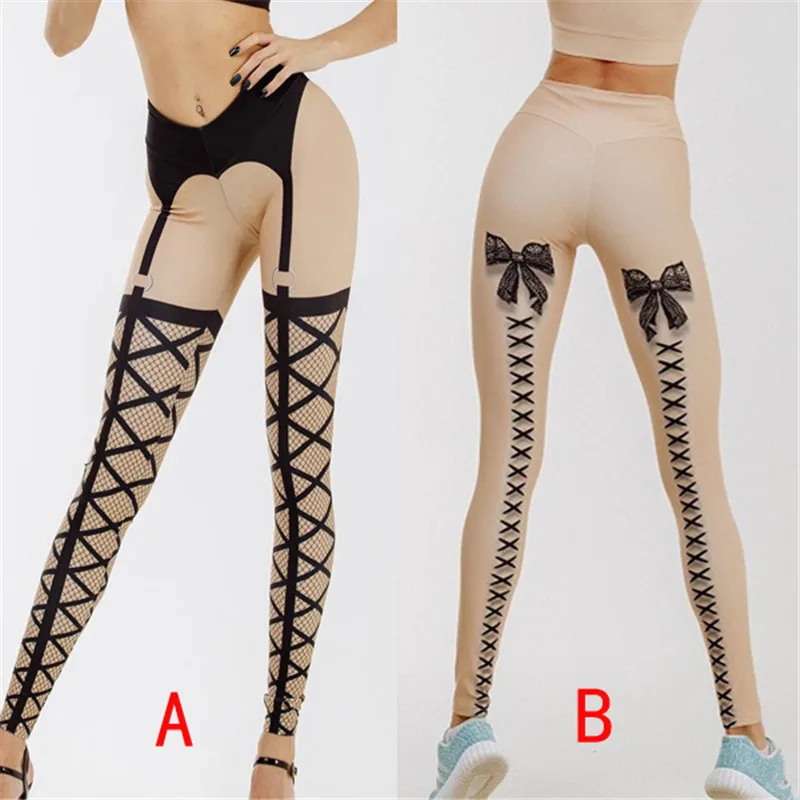 

Fashion Push Up Leggings Women Workout Leggings Bow Bandage Prints Sexy Club Dance Leggins High Waist Fitness Pants Sportswear