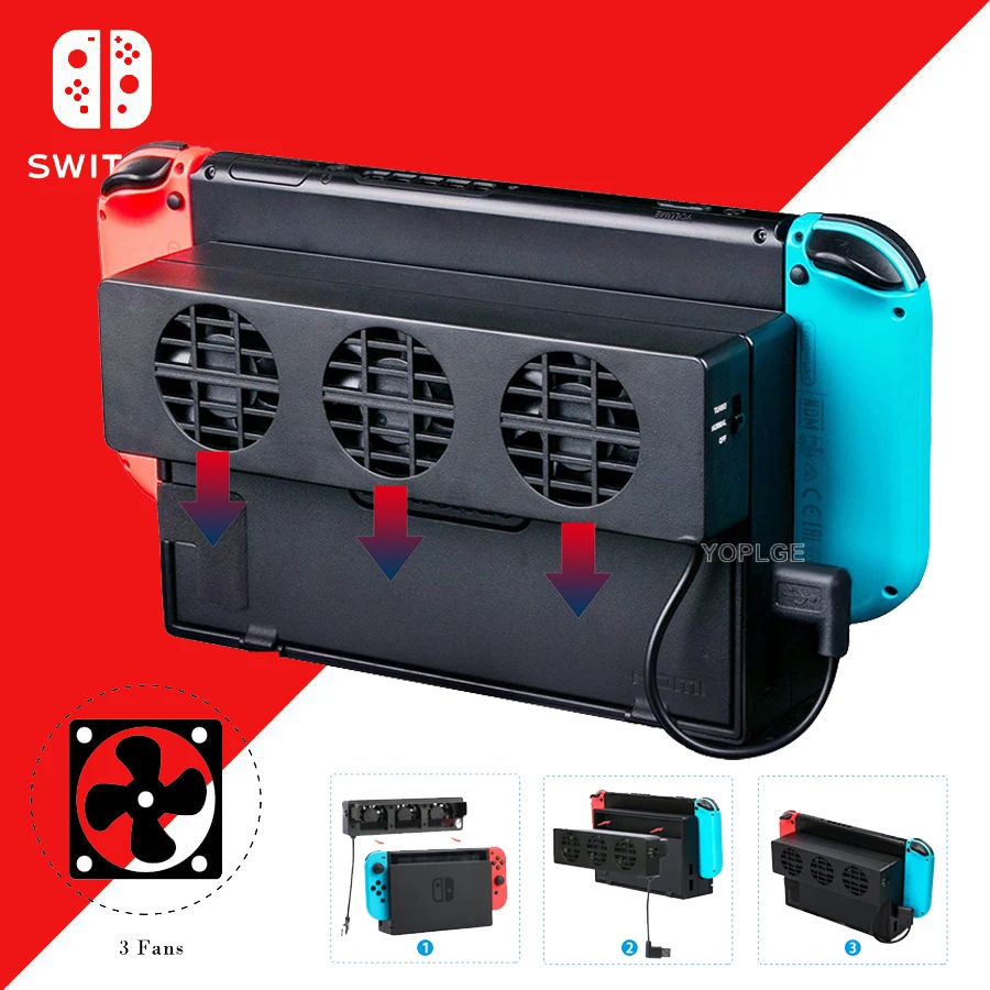 

Nintend Switch Temperature Control Fast Cooler Cooling Fan 3 Fans for Nintendo Switch Nintendoswitch Game Console Accessories