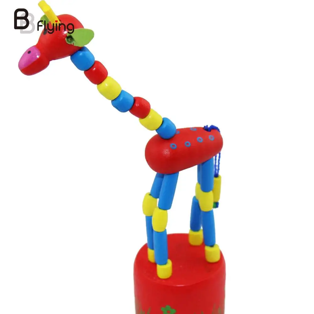 

Giraffe Puppet Wooden Swing Kids Children Cartoon Fun Hand Finger Animal Toys