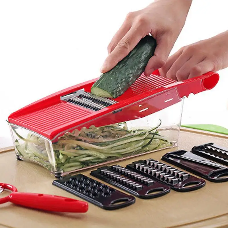 Multifunction Peeler Grater Vegetables Cutter Tool Veggie Chopper Friut Salad Shredder With Storage Box Hand Protector