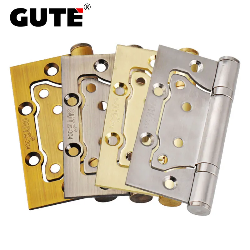 

GUTE 304 Stainless Steel Door Flush Hinge Thickness 3mm Gate Bearing Hinge 101mm Furniture Sub-mother Hinge Do Not Slot 3 piece