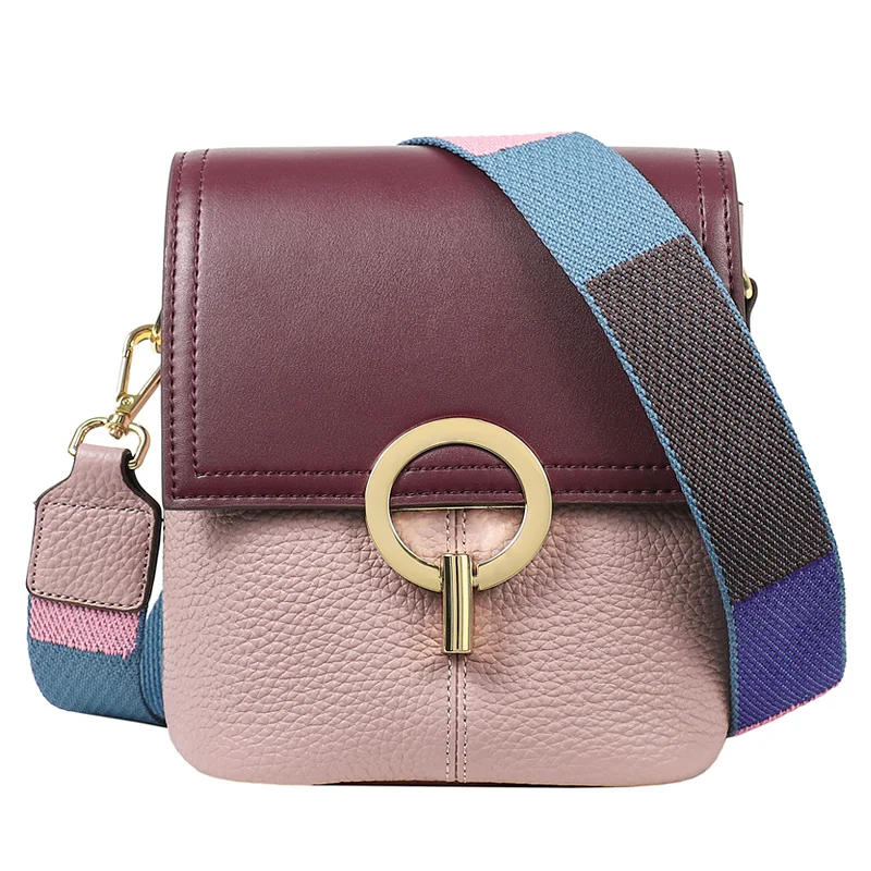 

2019 new women's bag genuine leather bucket bag new tip-top layer cowhide broad-band single-shoulder cross body women's bag