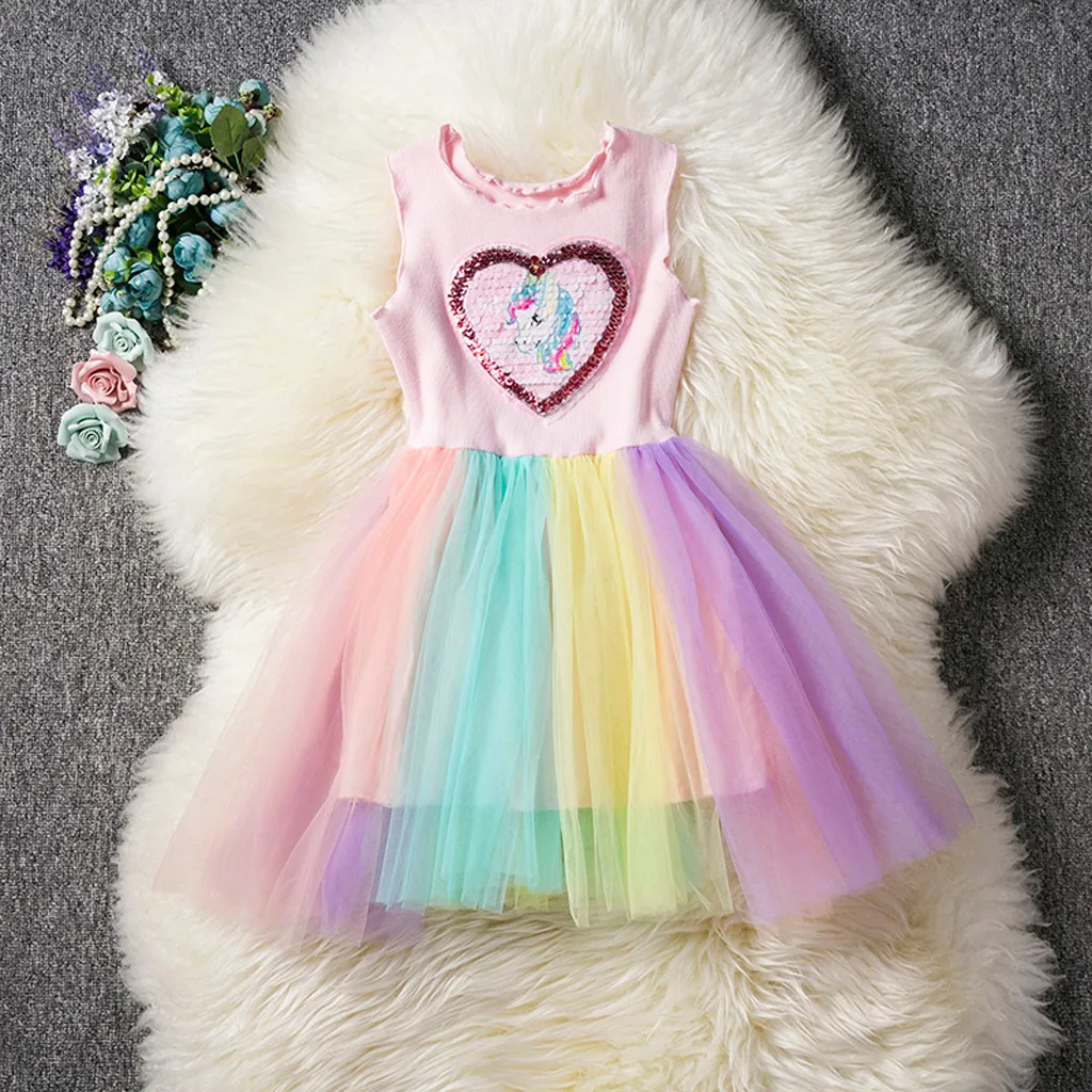 

CHAMSGEND Toddler Kids Baby Girls Cotton Blend Sleeveless Tulle Princess Soft hand feeling Party Dresses Clothes FEB27 P35
