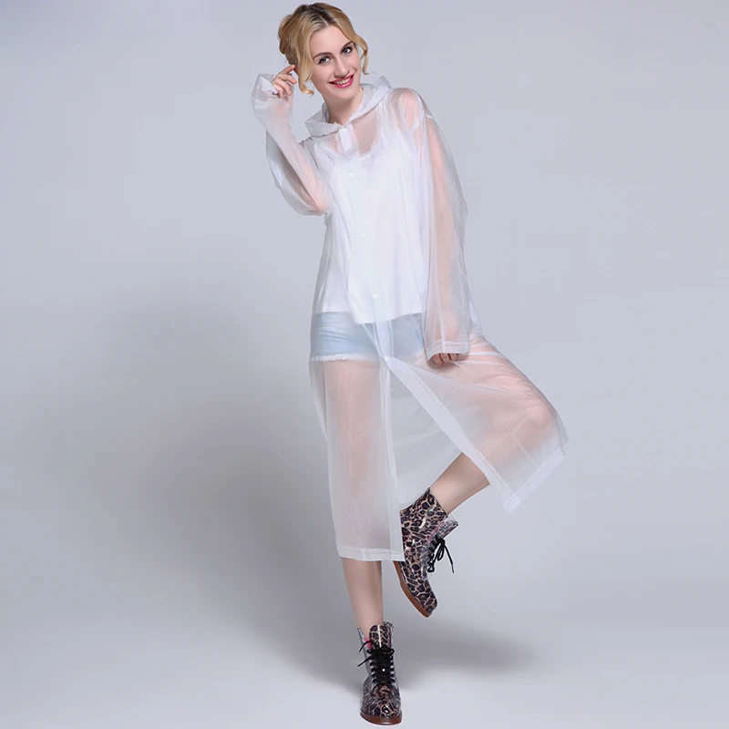 

Fashion Women EVA Transparent Raincoat Poncho Portable Light Raincoat NOT Disposable Rain Coat For Adult