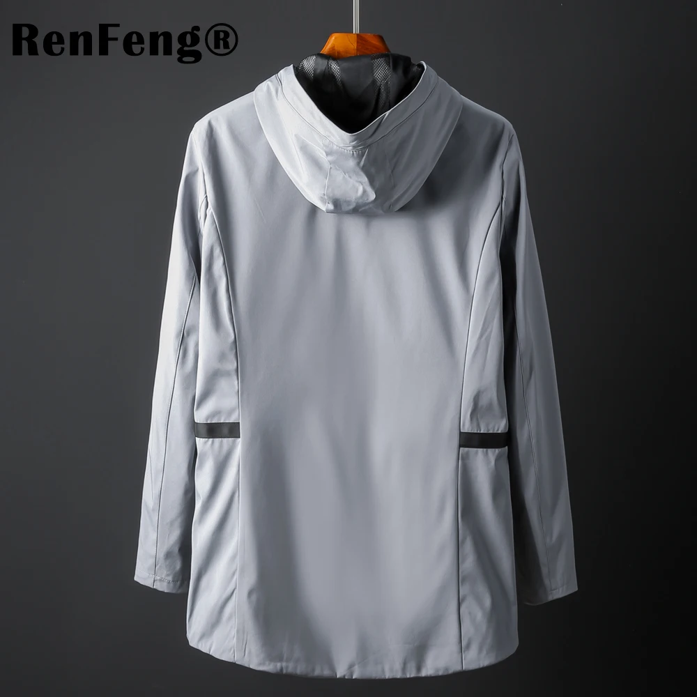 2018 Short trench coat men brand-clothing casual hooded mens overcoat quality Pockets windbreaker male coat black armygreen gray (4)