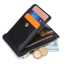 2017 Nouvelle Marque Slim Carte de Crédit Titulaire Mini Portefeuille Hommes Bourse noir ID Titulaire de la Carte D’affaires Avec Fermeture Éclair Porte-Monnaie Hommes Cadeau