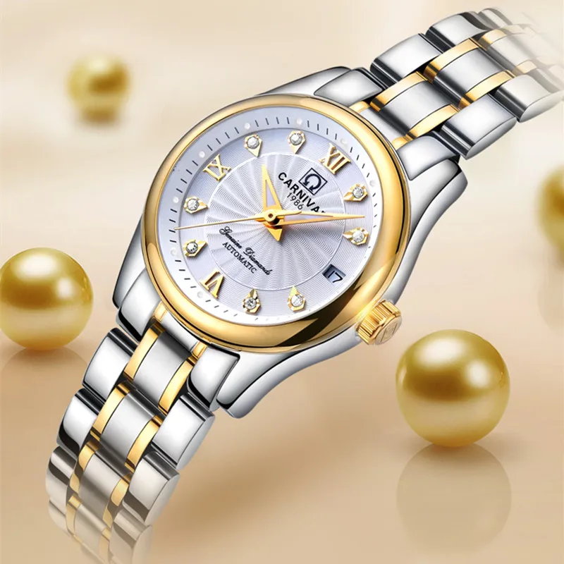 Russia Clearance Sale Carnival Switzerland Luxury Brand Mechanical Women Watch Lady Waterproof Clock Full Steel Fashion Gold