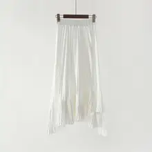 Летние юбки новые женские винтажные темпераментные плиссированные нерегулярные трапециевидные белые длинные юбки