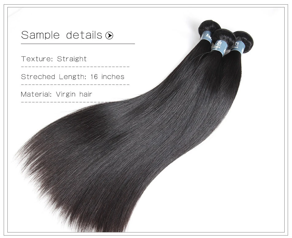 Аманда перуанский Девы волосы прямые Связки 10A 100% необработанные прямо Человеческие волосы 4 Связки Расширения 10 "-30" Natural цвет