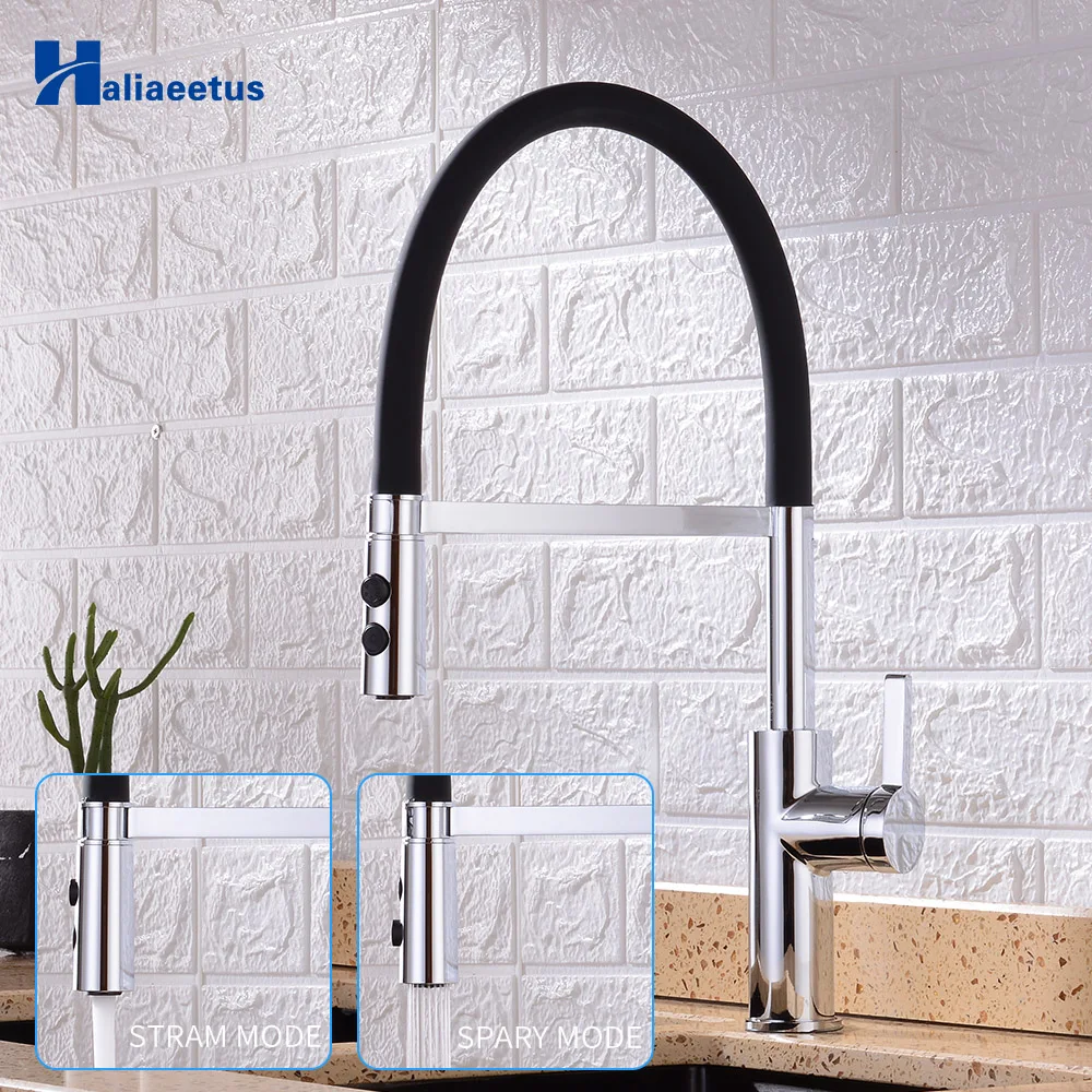 

Kitchen Faucets Hot&Cold Sink Dish Washing Bowl Kitchen Faucet Brass Silica Gel Pulling Rotating Faucet Pull Out Kitchen Faucets