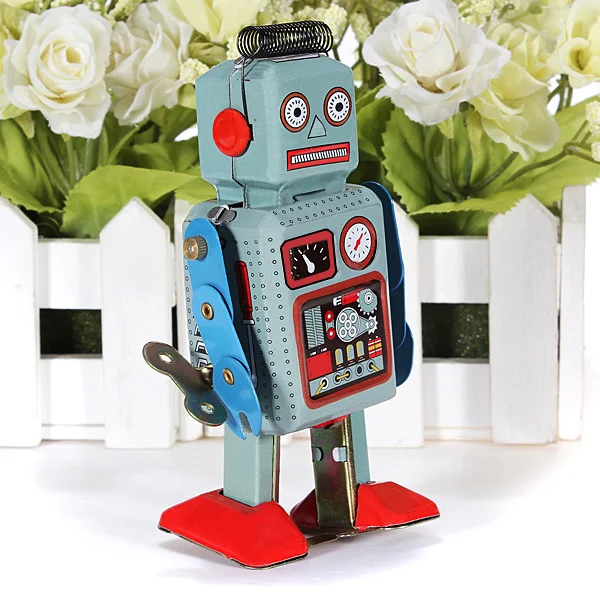 

JIMITU Vintage Robot Mechanical Clockwork Wind Up Toys Walking Radar Robots Tin Toy with Key Retro Metal Doll for Children Gifts