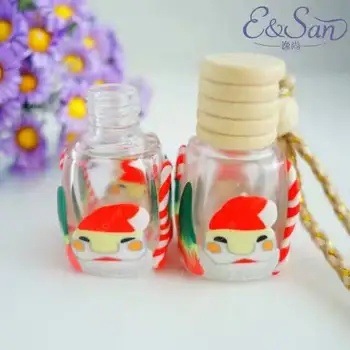 

100PCS/LOT RGB35-8MLSmall Square a Pack of Clay Bottles Santa Printing Car Hanging Glass Bottle