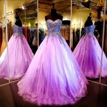 Пышные Дешевые Бальные платья, бальное платье, милое Тюлевое платье с бисером и кристаллами, вечерние платья 16