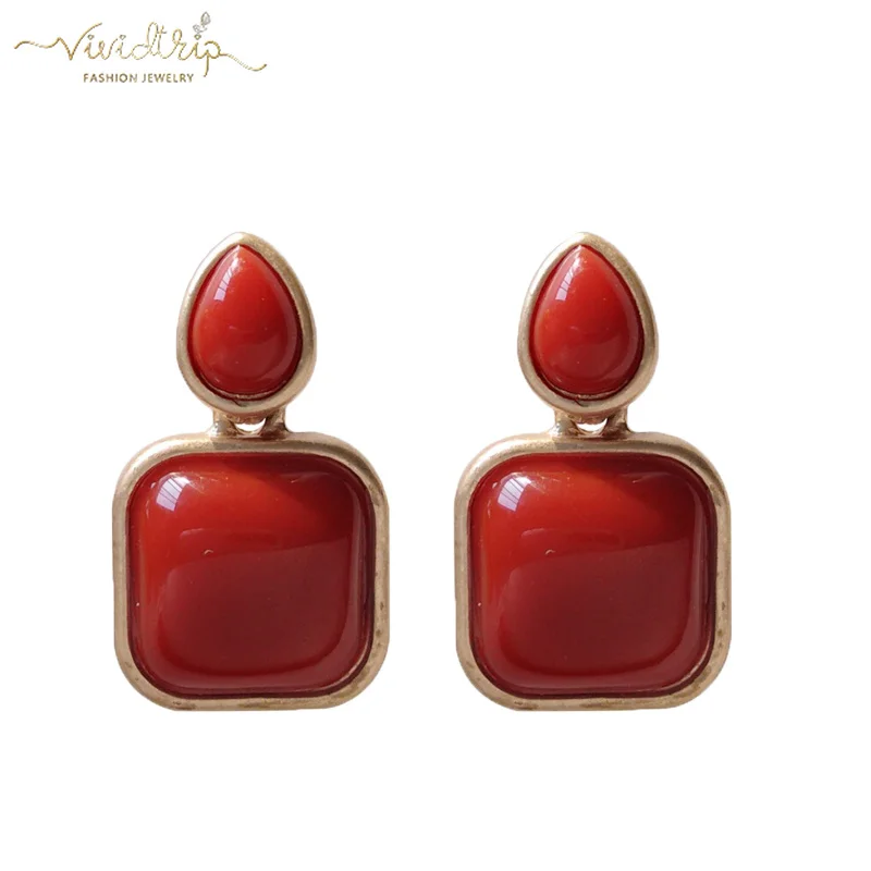 

Classic Antique Gold Geometric Square Rhinestone Clip On Earrings Women Elegant Without Piercing Statement Ear Clips Jewelry