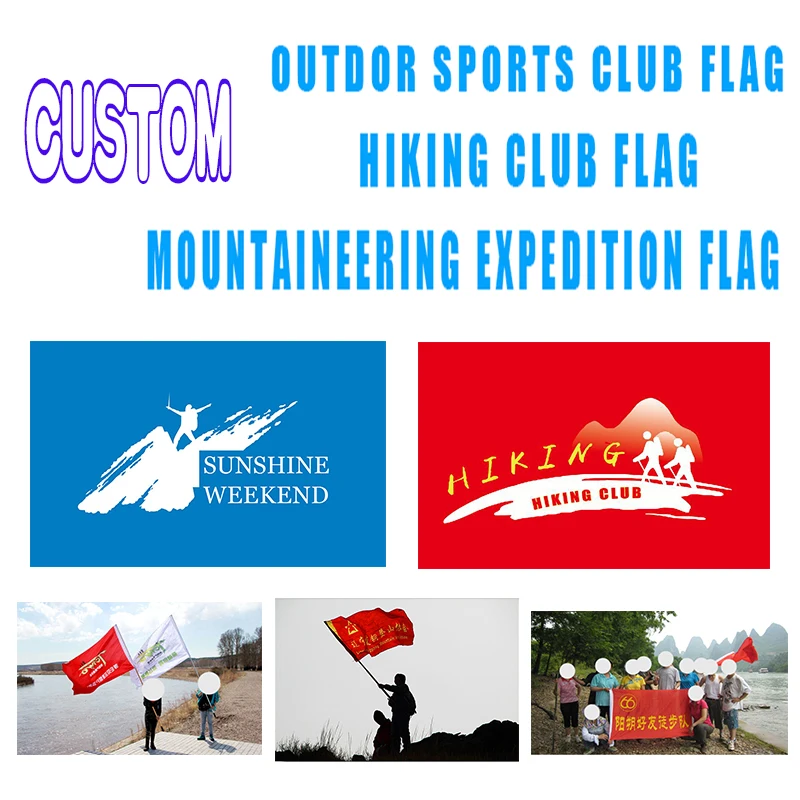 Custom 100 polyester outdoor sports club flags hiking team climbers
