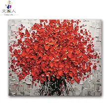 Растение красные цветы Масляная картина посылка diy картинки раскраска Рисование по номерам с наборами для взрослых детей краски декор для гостиной спальни