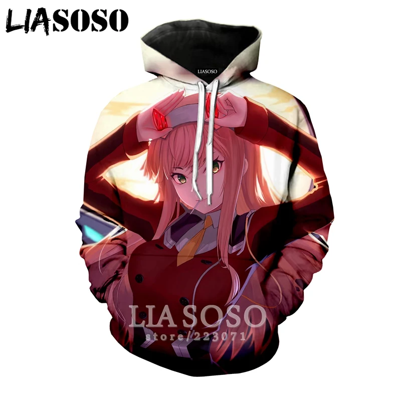 LIASOSO, зимняя модная Толстовка для мужчин и женщин, 3D принт, аниме, Дарлинг в франксе, толстовки, унисекс, пуловер с длинными рукавами, A103-14