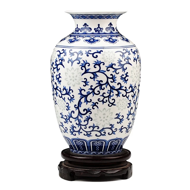 Jingdezhen Rice Pattern Porcelain Chinese Vase Antique Blue And Jingdezhen Rice Pattern Porcelain Chinese Vase Antique Blue And White Bone China Decorated