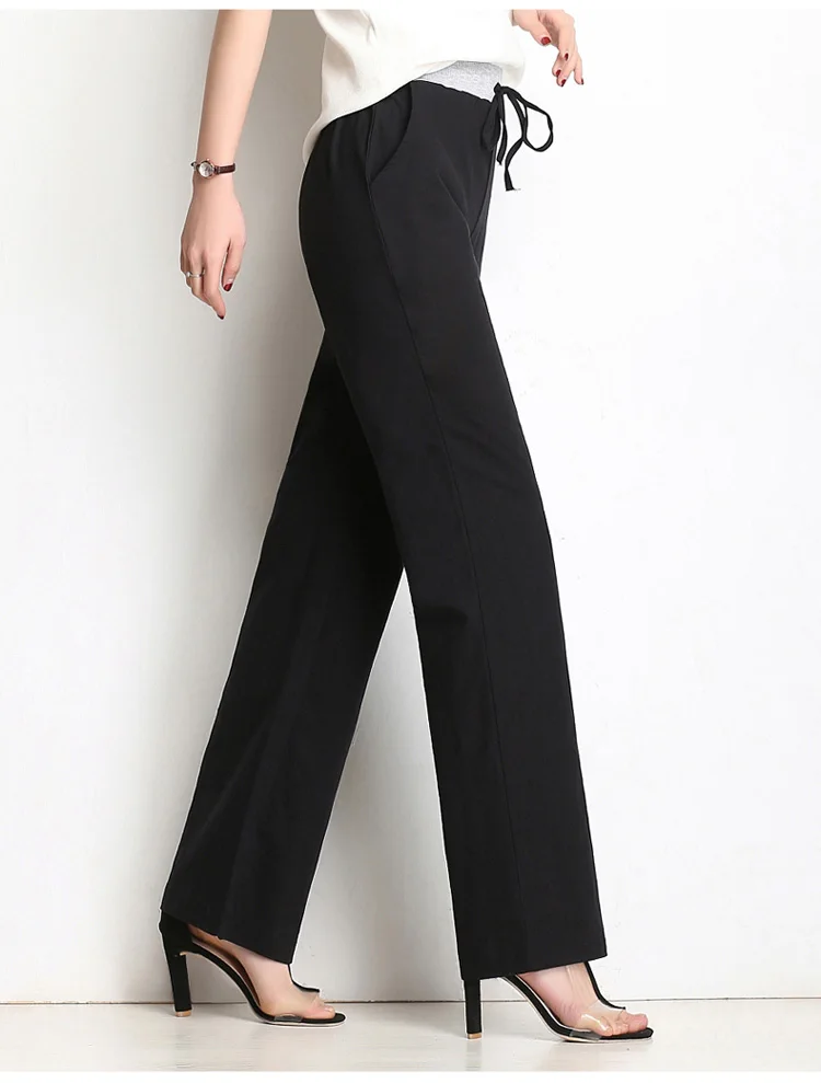 Women's Pants Wide Leg Linen Pants High Waist Tie Waist Ladies Trousers 2018 Summer OL Pants Long Culottes Pants Plus Size      10