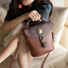 2018 new leather retro simple commuter handbag leather shoulder bag original handmade Messenger bag female