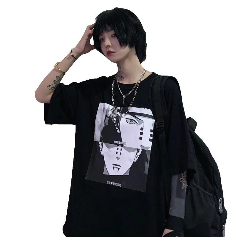 Harajuku/Одежда для пар Летняя уличная одежда Винтажная футболка в Корейском стиле с