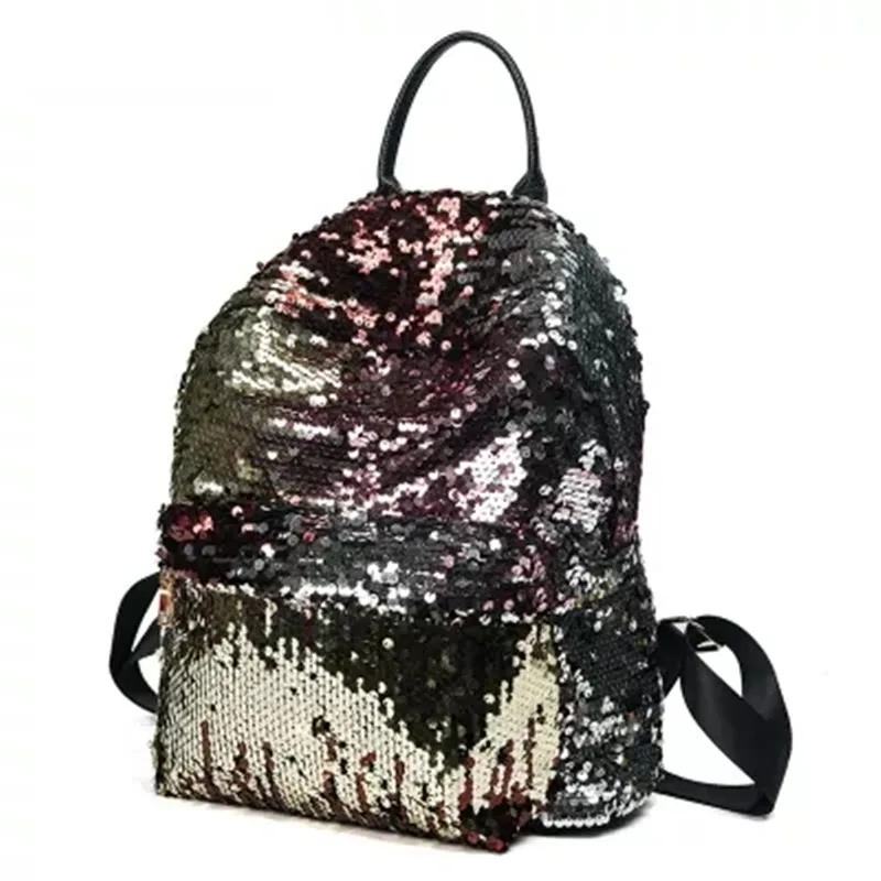 

2019 New Designed Stylish PU Leather Sequins Woman's Backpack Eye-catching Backpack Girl's Schoolbag Fashion Prom Backpack