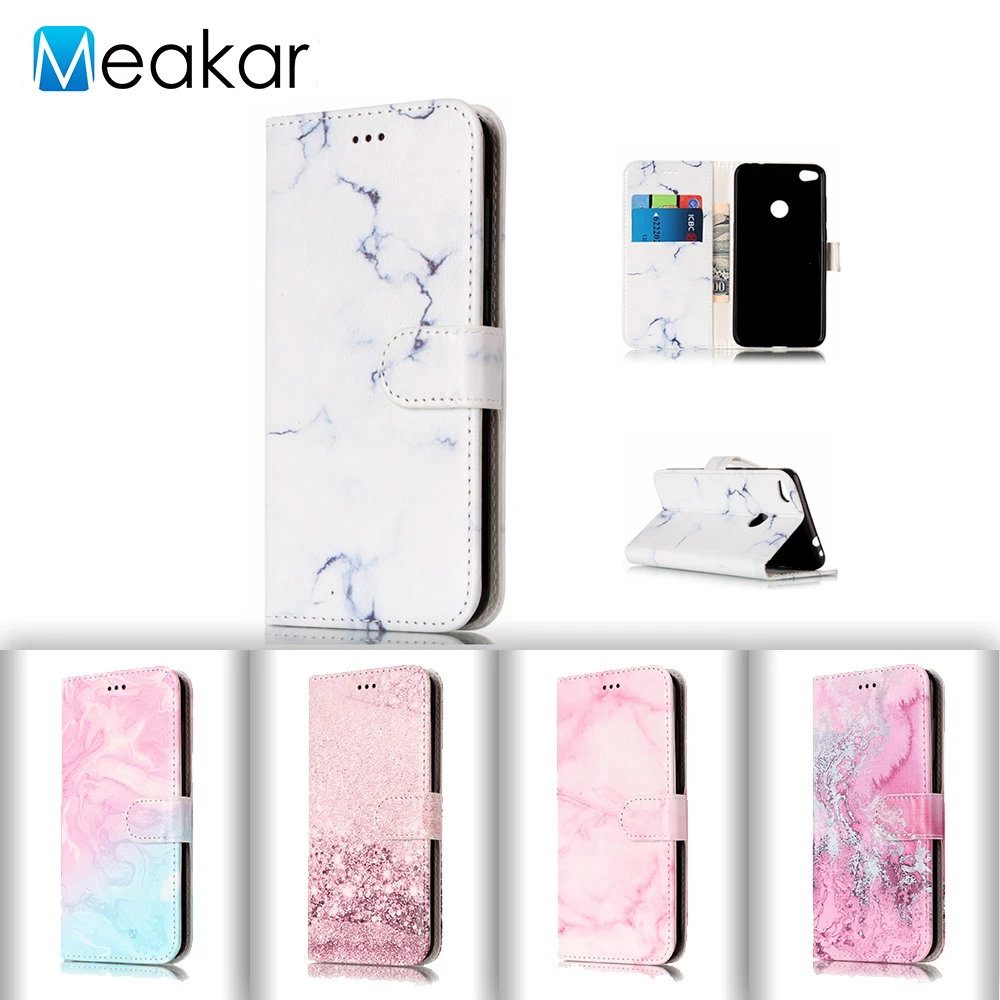 

Marble Painted Pu Leather 5.2For Huawei P8 Lite 2017 Case For Huawei P9 Lite 2017 Honor 8 Lite Cell Phone Back Cover Case