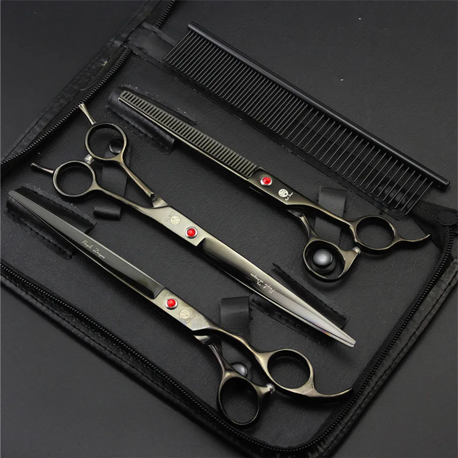 Purple Dragon Pet Grooming Scissors Set 7 Inch 8 Inch Professional Japan 440C Dog Shears Hair