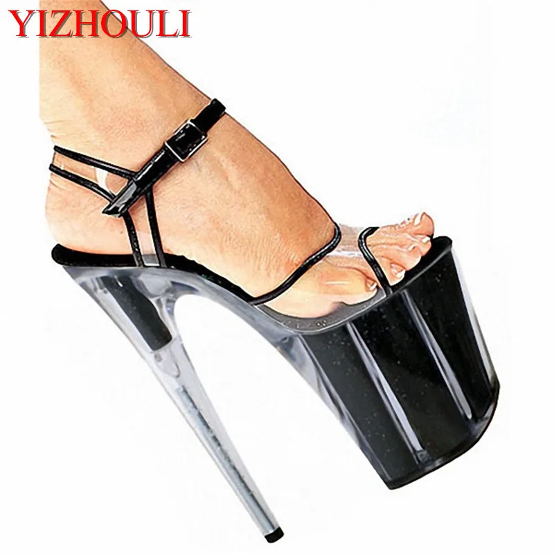 Привлекательные блестящие сандалии-гладиаторы на шпильке на высоком каблуке с открытым носом женские туфли туфли на высоком прозрачном