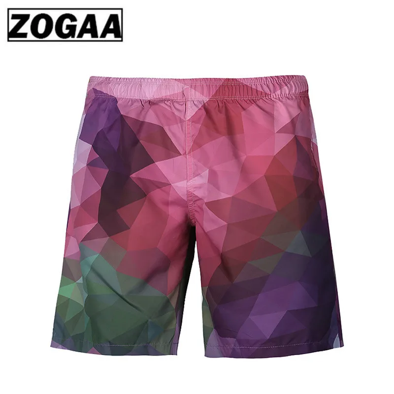

ZOGGA Three-dimensional Multi Color Plaid Printing Men Bodybuilding Trunks 100% High-quality Polyester Quick-drying Fifth Pants