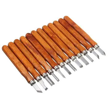 

Practical 12Pcs Steel Wood Carving Hand Chisel Tool Set Wood working Professional Woodworking Gouges DIY Crafts Tool set