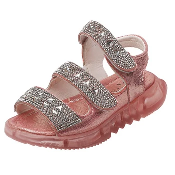 

Kids Girls Sandals Rhinestone PU Summer Shoes Soft Sole Non-slip Toddler Girl Sandals Princess Beach Shoes