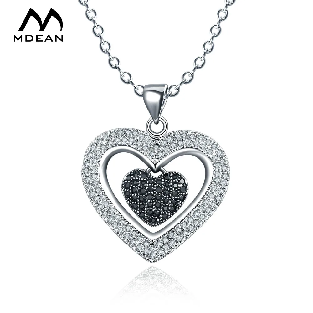 

MDEAN White Gold Color Black Jewelry AAA Zircon Jewelry Fashion Wedding Necklace Pendants For Women MSN038