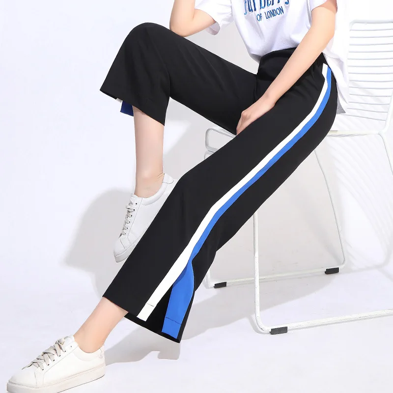 

Women Clothes Down Wide Leg Pants Female Spring and Autumn New High Waist Chiffon Straight Thin Section Loose Open Casual Pants