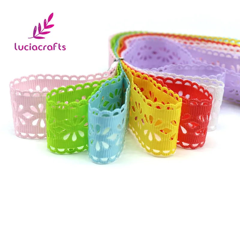 Lucia crafts 2y/7y с фокусным расстоянием 25 мм выдалбливают Стиль Grosgrain ленты DIY Швейные отделка Ленточные ручной работы материалы украшения P0502