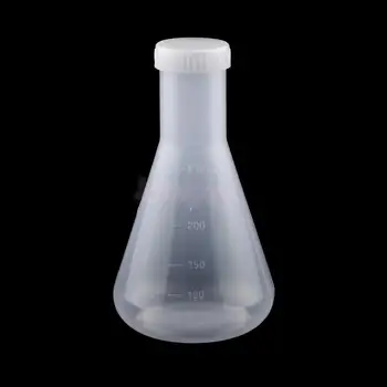 

250ml Plastic Clear Laboratory Conical Flask Container Bottle with Cap
