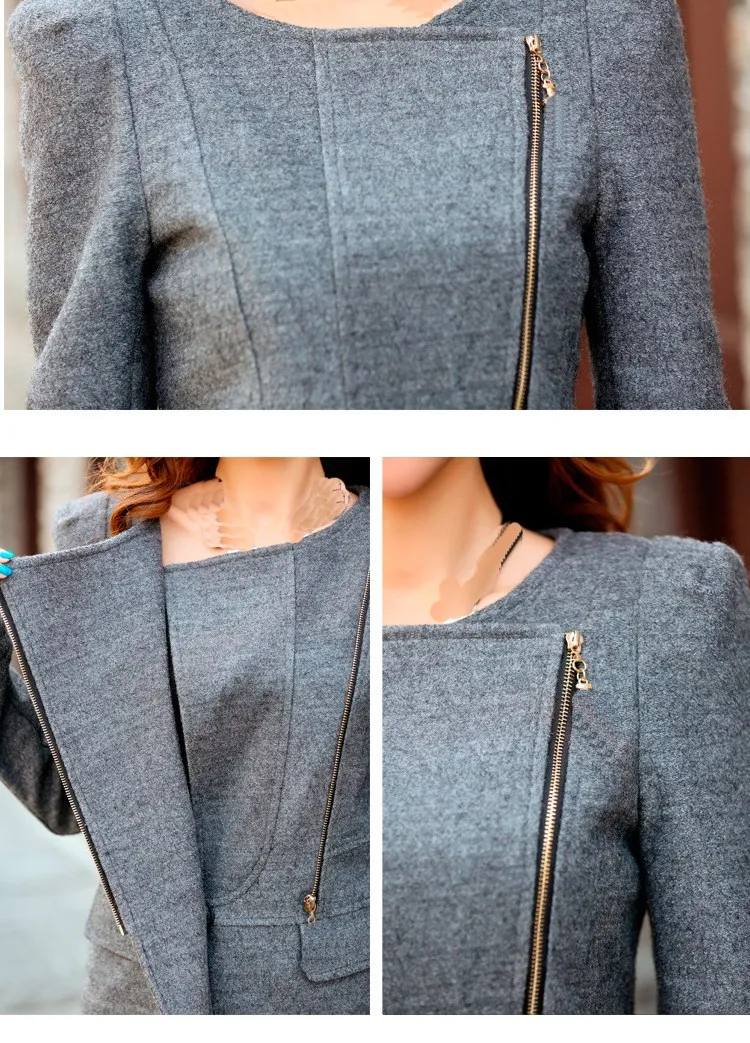 2019 Spring Autumn Fashion Women Temperament Woolen Blends Jackets Coats Casual Thin Long Sleeve Slim Jacket Solid Coat Outwear
