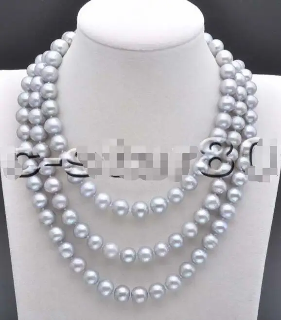 

FREE SHIPPING HOT sell new Style >>>>A++ 50" 11mm Round Gray Freshwater Culture PEARL Necklace