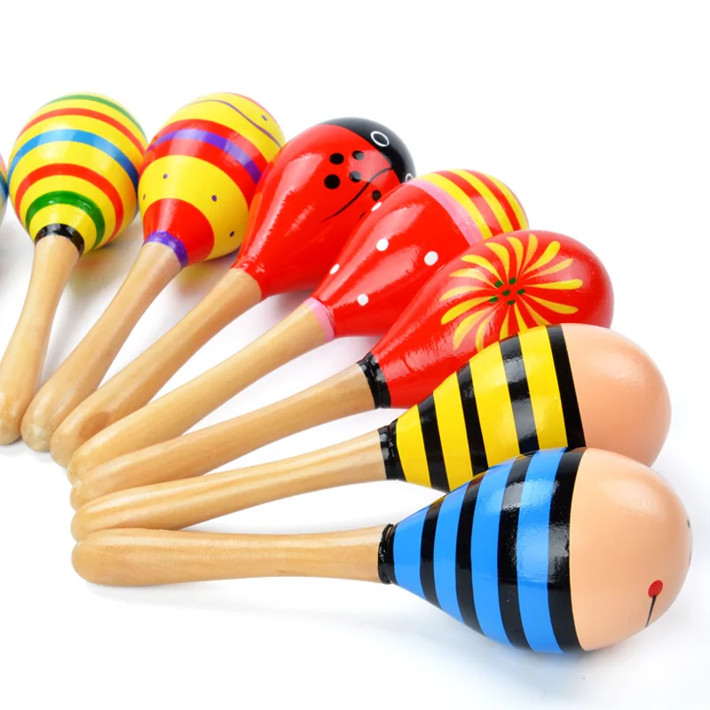 2pcs/lot Kids Toys Wooden Sand Hammer Toys Musical Instruments Kids