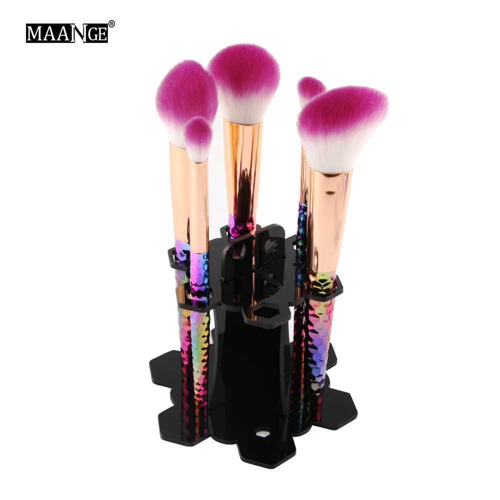 

6 Holes Makeup Brushes Acrylic Holder for Rainbow Honeycomb brushes Display Showing Drying Rack Organizer Cosmetics Stand Shelf