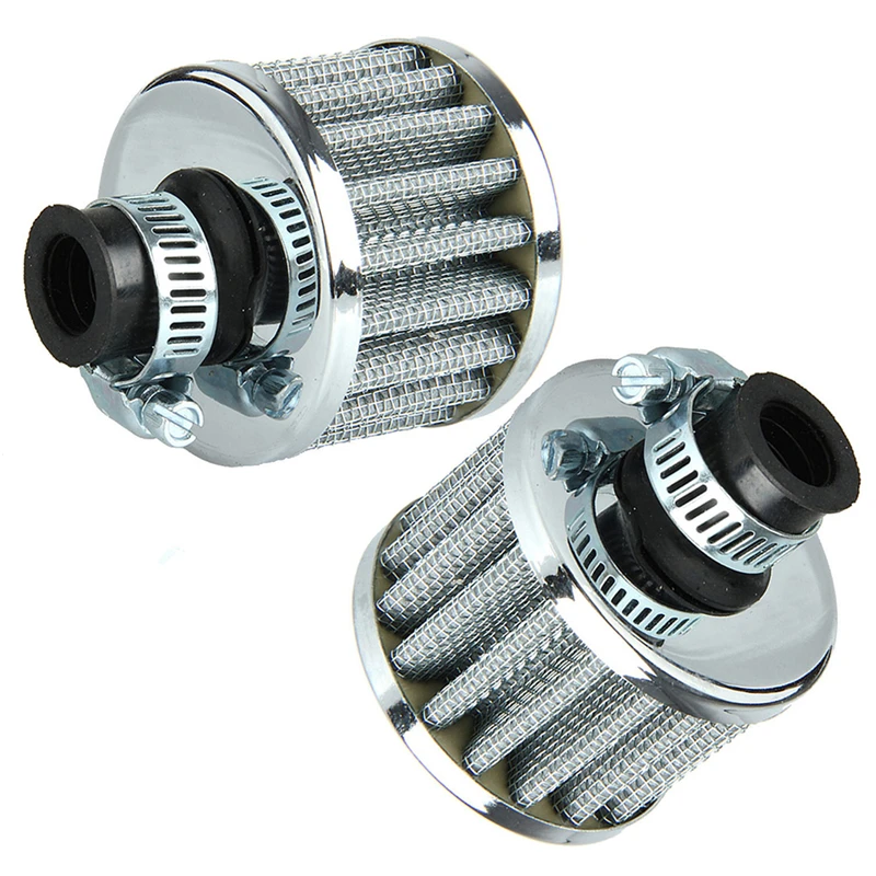1 Pcs 12mm Sliver Car Motor Cold Air Intake Filter Turbo Vent Crankcase
