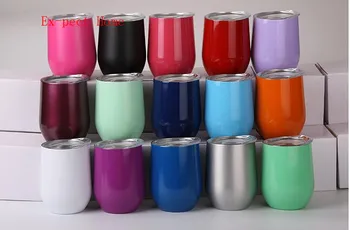 

60pcs 12oz egg cups wine glass 12oz wine tumbler double wall stainless steel Beer Vacuum Insulated mug drinking coffee cups